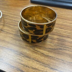 Talbots Leopard-Print Resin Cuff Bracelets in Black and Yellow